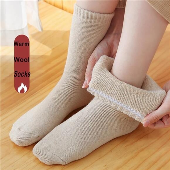 5 Pairs Wool Socks for Women, Size 5-10, Warm Hiking Cozy Thermal Crew - Picture 2 of 7